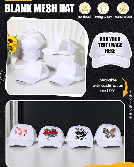 10 Pcs Sublimation Blank Trucker Hats Bulk Mesh Baseball Cap Polyester Mesh Trucker Hat for Men and Women