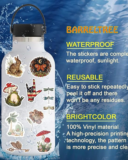 300 PCS Vintage Stickers, Aesthetic Waterproof Vinyl Stickers for Scrapbook Journaling Planners and Journals, Cottagecore Retro Sticker Pack for Water Bottles Laptop, Scrapbooking Supplies for Adults