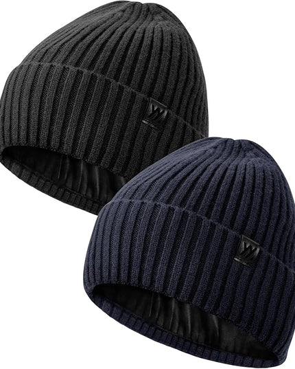 Winter Beanie Hat for Men & Women, Fleece Lined Thermal Knit Hat Ski Beanie Skull Cap Cuffed Cap for Cold Weather