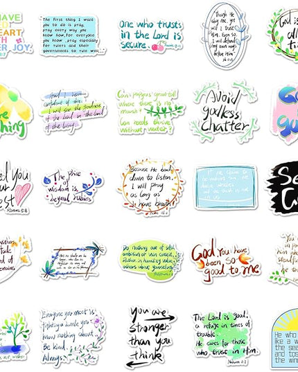 50Pcs Bible Verse Stickers Scripture Christian Decals Motivational Sticker,Scripture Inspiring Journaling Religious Study Jesus Sticker for Water Bottles Laptops Refrigerators