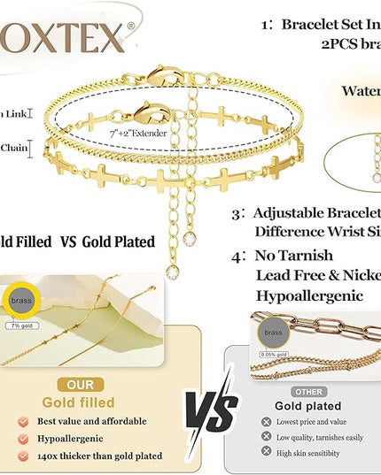 Gold Bracelets Set for Women Stack, Dainty Thick Bracelets Stack for Women Trendy, Simple Thin Gold Plated Cuff Stackable Bracelets With Beaded Cuban Paperclip Snake Rope Bangle Hand Chain Jewelry Gifts for Women Non Tainish