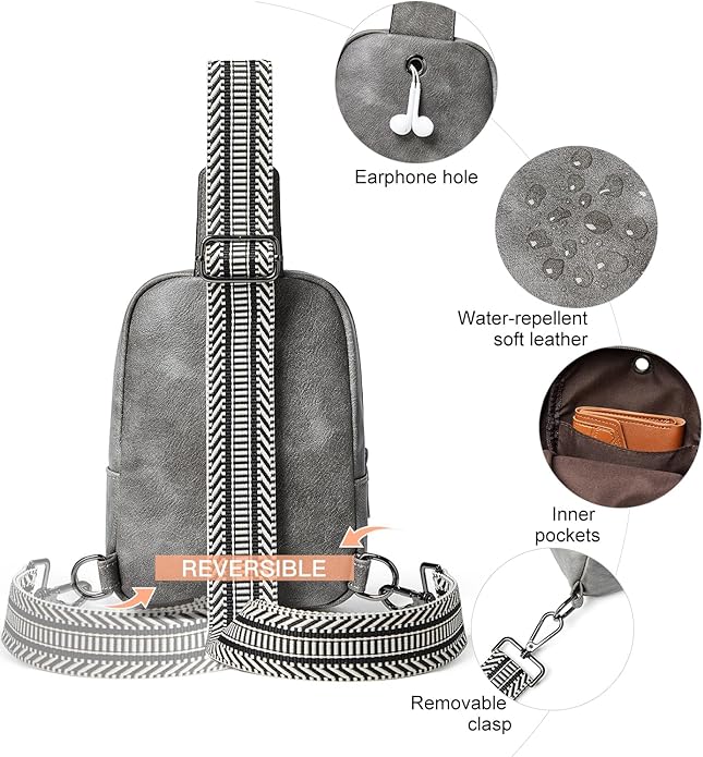 Sling Bag For Women Faux Leather Small Casual Daypack Backpack Fanny Pack Crossbody Chest Bags Purse