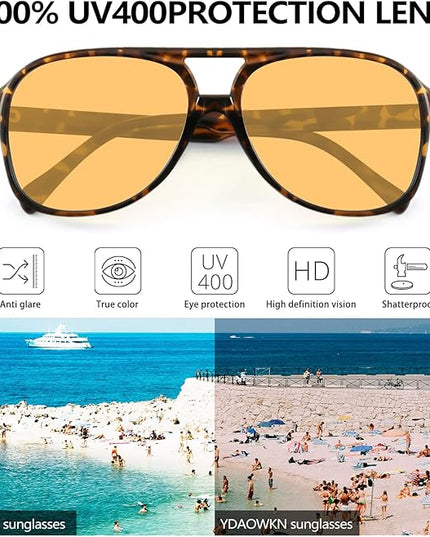 YDAOWKN Retro Aviator Sunglasses for Women Mens Large Frame Classic Vintage 70s Sun Glasses Aviators