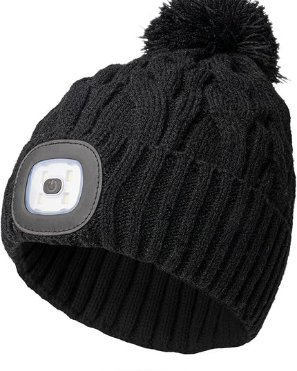 Night Scope Classic Rechargeable LED Warm Knit Beanie Head Light Hat Headlamp for Outdoor Activities