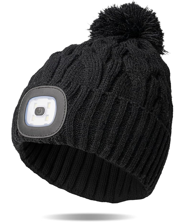 Night Scope Classic Rechargeable LED Warm Knit Beanie Head Light Hat Headlamp for Outdoor Activities