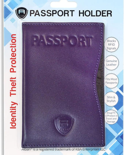 Alban RFID Passport Holder Women Men RFID Blocking Travel Passport Wallet Case Genuine Leather Passport Cover porta pasaporte