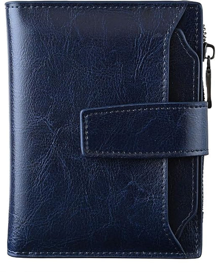 Bveyzi Women's Small Leather RFID Blocking Bifold Zipper Pocket Wallet Ladies Credit Card Slots Purse with id Window