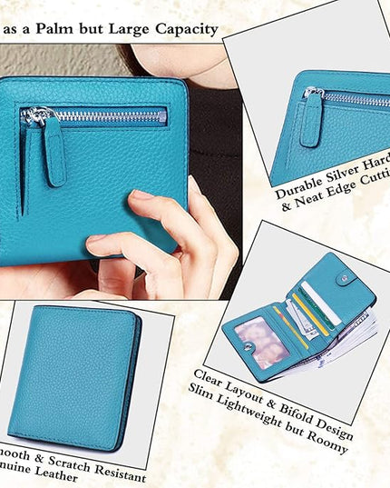 AINIMOER Small Leather Wallet for Women, Ladies Credit Card Holder RFID Blocking Women's Mini Bifold Pocket Purse