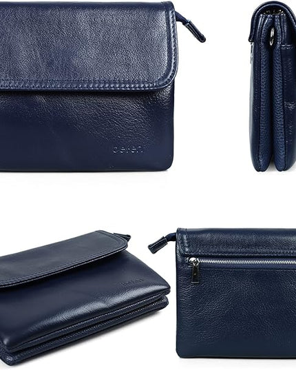 befen Genuine Leather Small Crossbody Bags for Women Cell Phone Bag Cross Body Purses,Silver Zipper