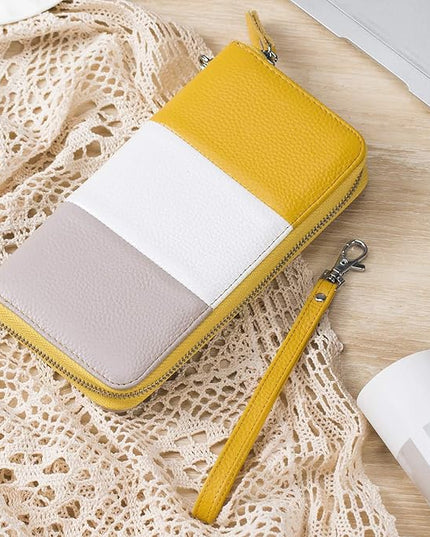 Moflycom Womens Wallet RFID Blocking Genuine Leather Multi Credit Card Large Capacity Zip Around Clutch Travel Purse Wristlet