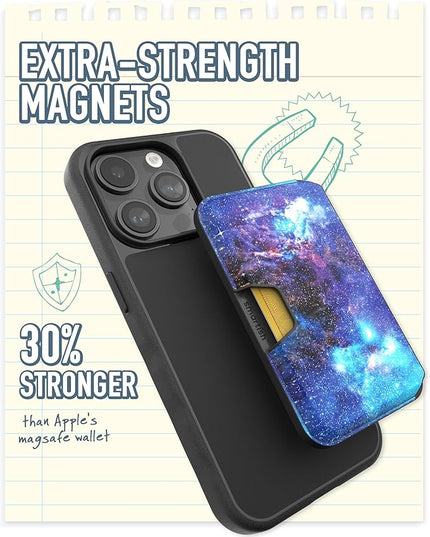 Smartish Wallet for MagSafe iPhones - Side Hustle - Vegan Leather Slim Detachable Magnetic Card Holder for Apple iPhone 17/16/15/14/13/12/13/12 Models - Spaced Out