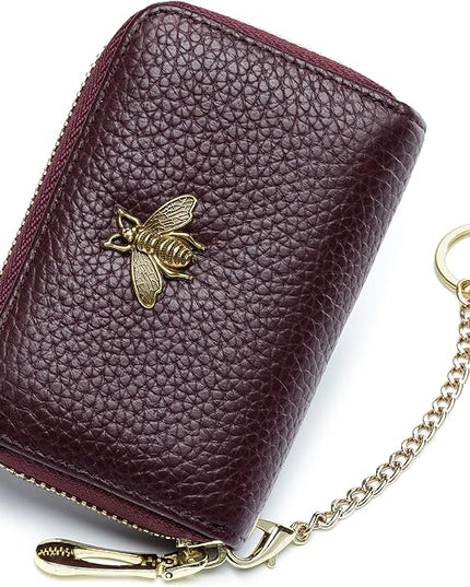 imeetu RFID Credit Card Holder, Small Leather Zipper Card Case Wallet for Women