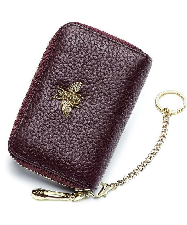 imeetu RFID Credit Card Holder, Small Leather Zipper Card Case Wallet for Women