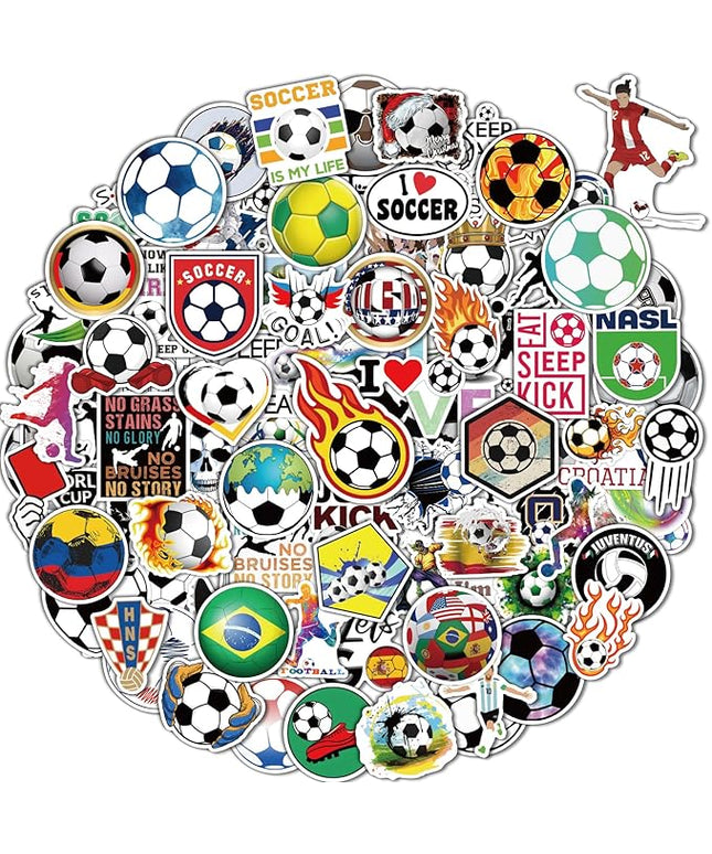 100 Pcs Sport Stickers for Kids, Soccer Water Bottle Stickers, Vinyl Waterproof Laptop Sticker for Water Bottle, Bulk Sticker Packs for Boys Kids Classroom Prizes for Elementary Students