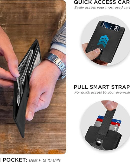 SERMAN BRANDS RFID Blocking Slim Bifold Genuine Leather Thin Minimalist Front Pocket Wallets for Men Billfold Wallet Men Gift