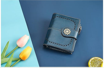 Lavemi Womens Leather Wallet Small Compact RFID Blocking Credit Card Case Purse with Zipper Pocket | Small, Compact, RFID Blocking, Zipper Pocket, Small, Compact