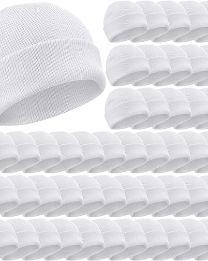 Yahenda 50 Pcs Winter Beanies Bulk for Men Women, Knitted Beanie Hats Cuffed Skull Cap Unisex