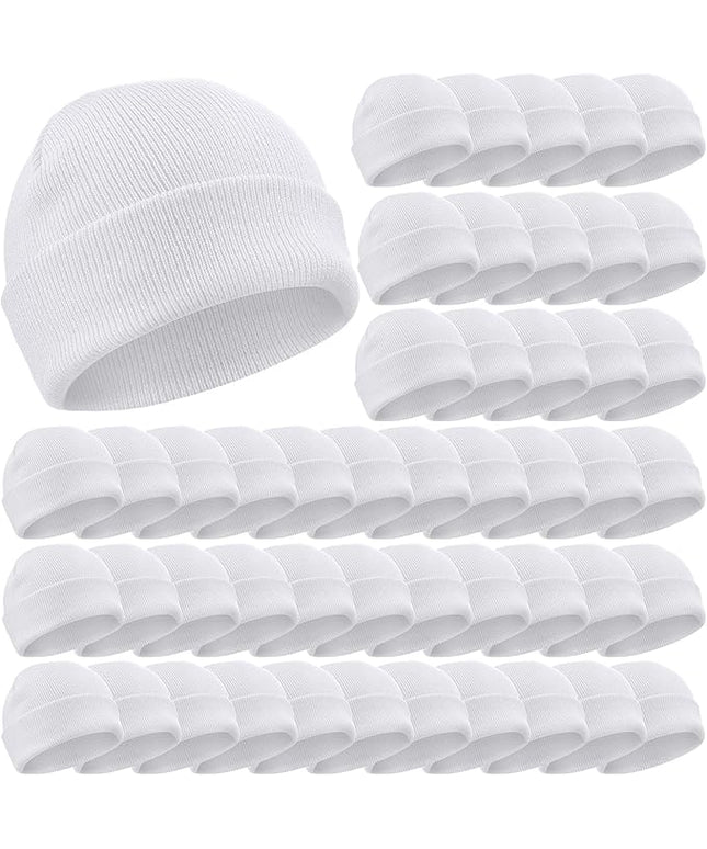 Yahenda 50 Pcs Winter Beanies Bulk for Men Women, Knitted Beanie Hats Cuffed Skull Cap Unisex