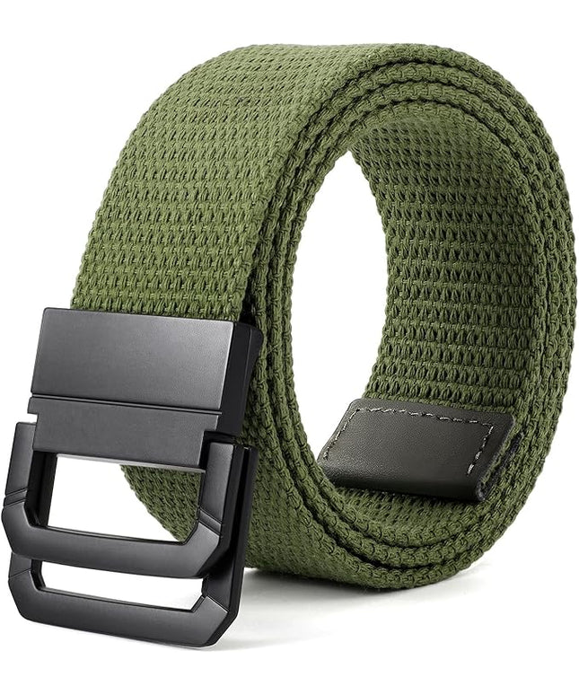 SANSTHS Canvas Belt with Double Ring Buckle, Fabric Web Belt for Women Men Double Ring for Outdoor & Casual Wear