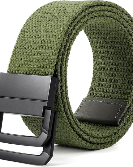 SANSTHS Canvas Belt with Double Ring Buckle, Fabric Web Belt for Women Men Double Ring for Outdoor & Casual Wear