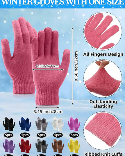 Chicingyou Winter Hats and Gloves Beanies Set Bulk Adults Women Men Unisex Knit Beanie Thermal Gloves for Homeless Gifts