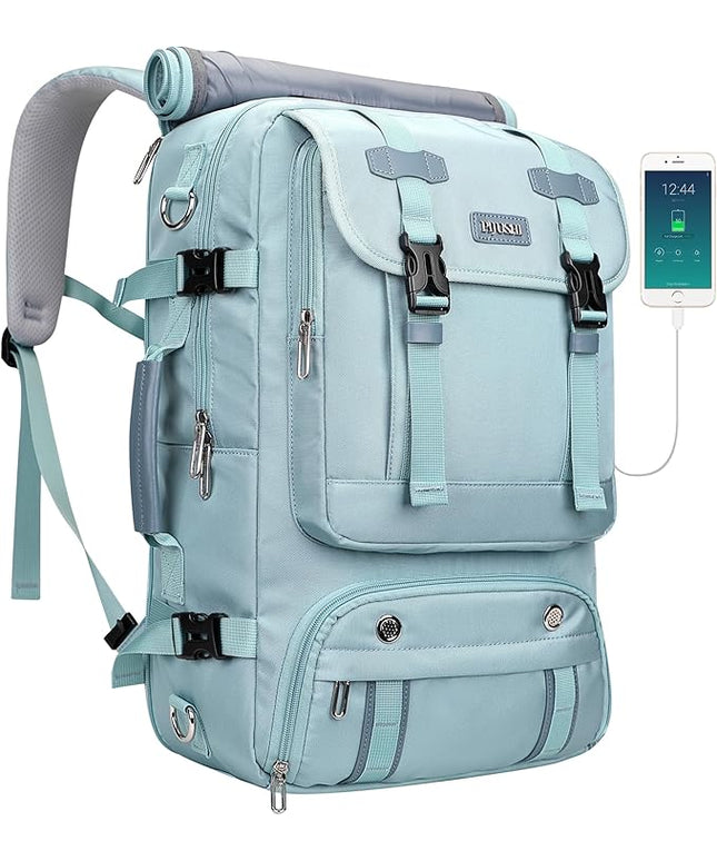 PIJUSHI Travel Backpack for Women Carry on Luggage Backpack Flight Approved Convertible Duffle Bag Fit 16 Inch Laptop(PE037 Blue)