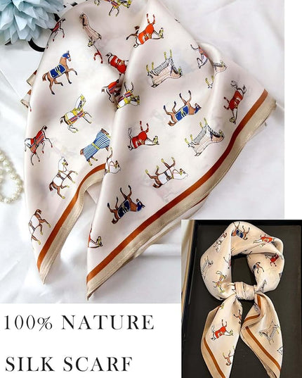 100% Mulberry Silk Scarf for Women Hair Lightweight Square Neckerchief Wrap For Head Scarves 21"