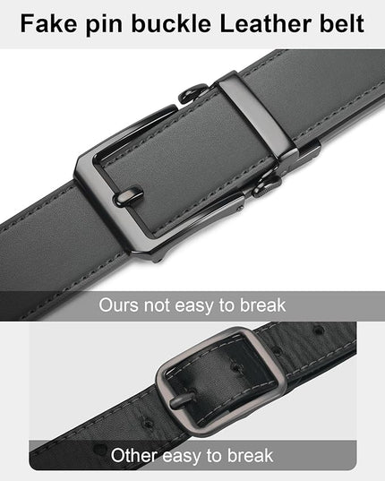 JUKMO 1.5" (38mm) Leather Ratchet Belt for Men in Gift Box