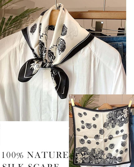 100% Mulberry Silk Scarf for Women Hair Lightweight Square Neckerchief Wrap For Head Scarves 21"