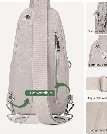 befen Genuine Leather Small Sling Bag for Women Anti-Theft Crossbody Chest Bags Fanny Packs for Travel with RFID Card Slots