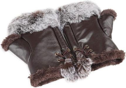 Cute Winter Gloves - Fuzzy Furry Faux Fur Lined, Warm Hands Warmer for Women