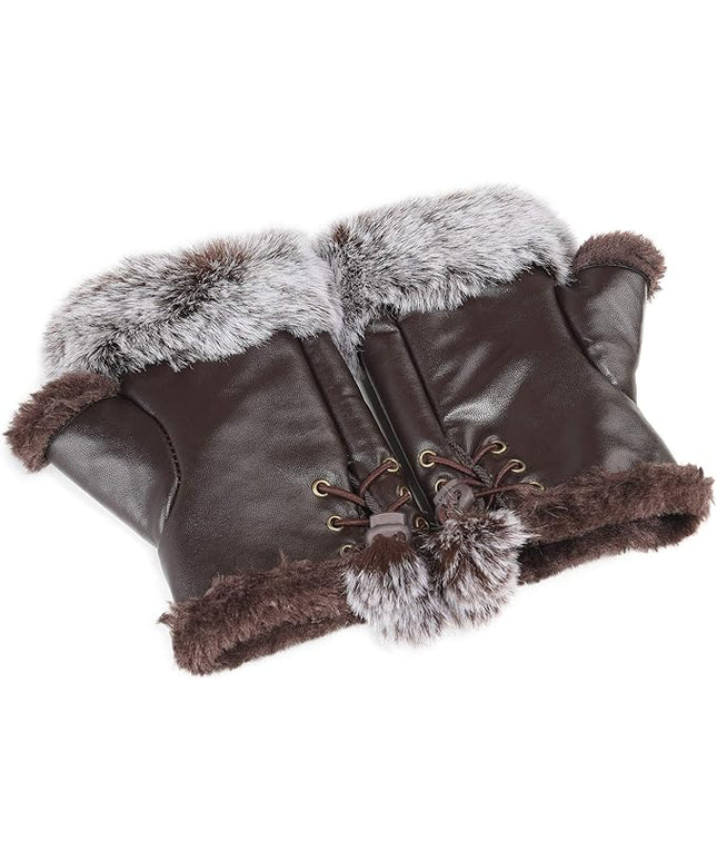 Cute Winter Gloves - Fuzzy Furry Faux Fur Lined, Warm Hands Warmer for Women