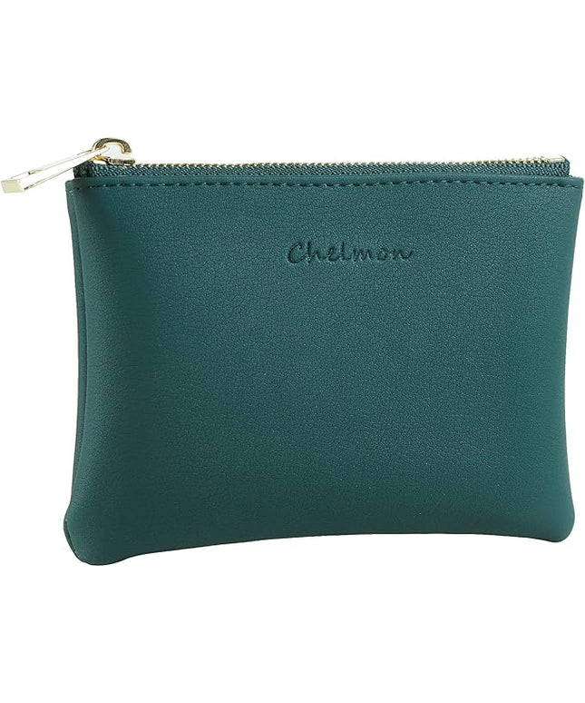 Chelmon Vegan Leather Coin Purse Pouch Change Purse With Zipper For Men Women