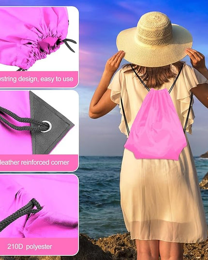 KUUQA 25Pcs Drawstring Backpack Bags Bulk Drawstring Bag Foldable Gym Bag Sport Cinch Sack String Backpack Storage Bags for Women Men Shopping Gym Travel Sports (15 Colors)