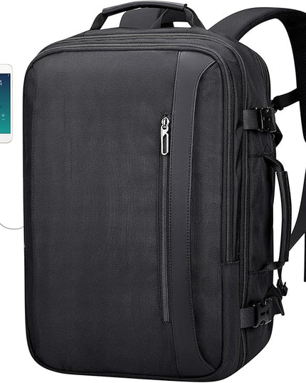 PIJUSHI Travel Backpack for Women Men Expandable Carry on Luggage Backpack Airline Approved Personal Item Laptop Bag(PE034 Black)