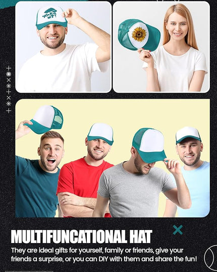 10 Pcs Sublimation Blank Trucker Hats Bulk Mesh Baseball Cap Polyester Mesh Trucker Hat for Men and Women