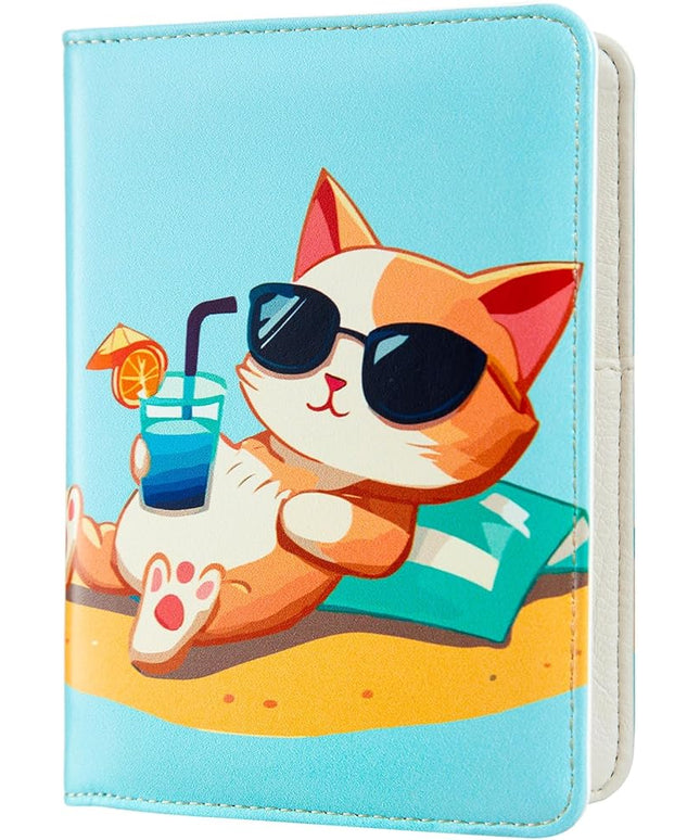 Passport Holder,Cute Passport Cover for Women Men,Travel Document Organizer Holder Boy Girl Wallet personalized Leather Rfid Passport Wallet (Cat)