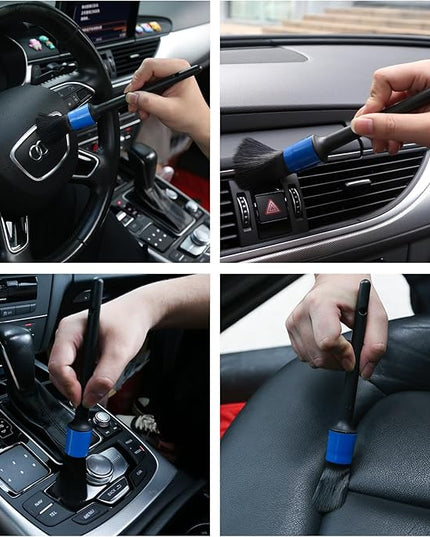 10pcs Detailing Brush Set, Multi-Purpose Car Detailing Brushes for Cleaning Car Interior, Exterior, Engine, Leather, Including 5 car Cleaning Brush, 3 Wire Brush, 2 Air Vent Brush,Blue