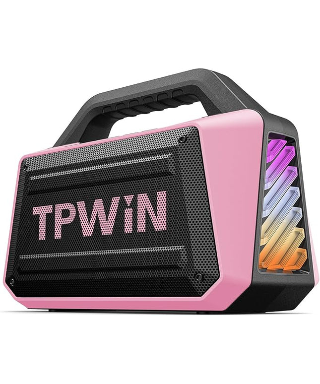 Wireless Bluetooth Speakers - Portable Speaker 80W Peak, 20H Playtime, Light Shows, Loud Speaker with Strong Bass, BT 5.3, TWS, IPX6 Waterproof for Home Travel Outdoor Beach Camping - Pink