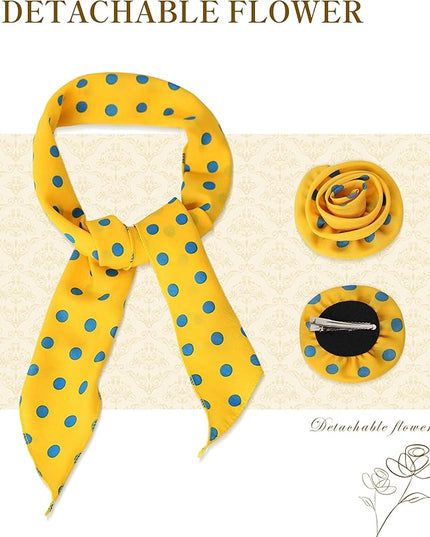 Chiffon Scarf for Women, Removable Flower Neck Scarf Light Soft Fashion Rose Scarves Versatile Headband or Hair Band