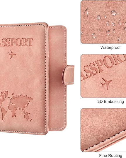 Eoehro Passport Holder for Travel Essentials, Passport Wallet Cover Case for Travel Must Haves Accessories,Passport Book Holders for Women and Men(light pink)