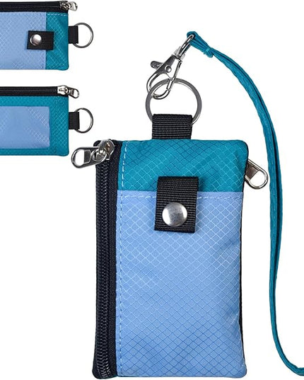 Minimalist RFID Blocking Small Wallet with ID Window,WaterResistant Zip Id Case Wallet with Lanyard Keychain for Cards,Cash,Travel,Women,Men