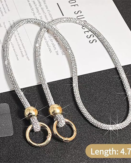 Crystal Phone Lanyard for Women Sparkling Crossbody Phone Strap with Full Rhinestone Bling Anti-Theft Phone Strap