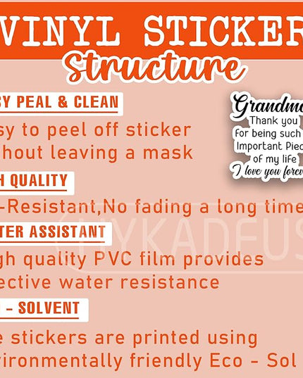 (3Pcs) Grandma Appreciation Sticker – “Thank You for Being Such an Important Piece of My Life, I Love You Forever” Inspirational Vinyl Sticker for Laptop, Water Bottle, Gifts for Grandma Nana, 3" x 3"