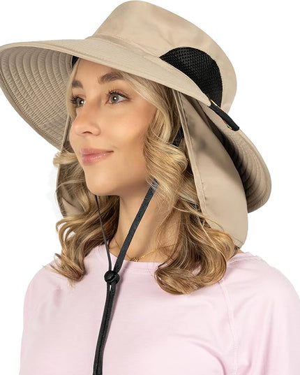 SUN CUBE Wide Brim Sun Hat Men Women, Fishing Hats Sun UV Protection, Mens Hiking Bucket Hat Safari Beach Boonie, UPF 50+