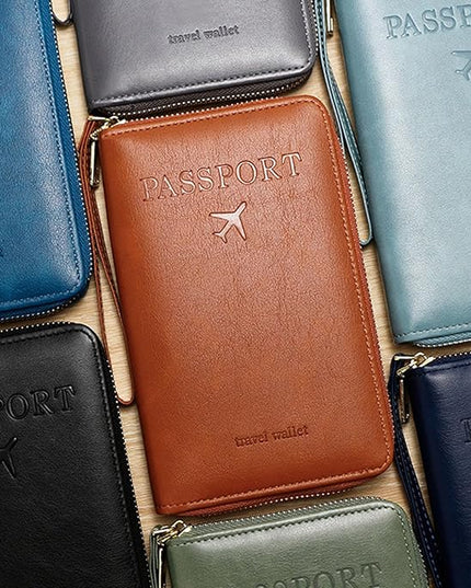 Passport Holder for Travel Women and Men RFID Passport Holder with Card Slots Holder Passport Case Passport cover Passport Wallet Travel Essentials and Accessories (Zipper, Grey Zipper)