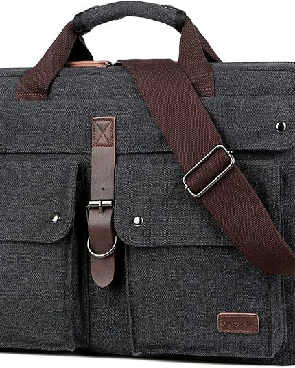 Stylish 17 inch Canvas Laptop Bag Messenger Bag Briefcase Vintage Crossbody Shoulder Bag Military Satchel for Men BC-07 | Stylish, 17 inch, Canvas, Vintage, Military