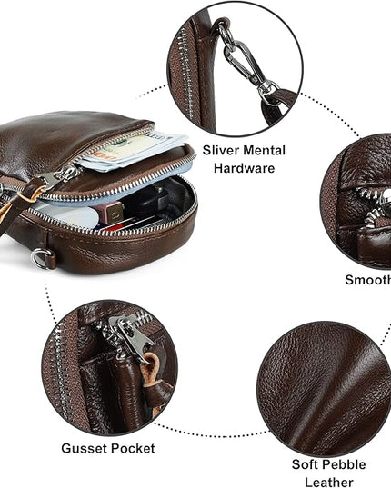 befen Genuine Leather Crossbody Cell Phone Purse for Women, Small Zip Around RFID Blocking Crossbody Wallet Bags