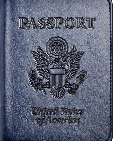 Passport and Vaccine Card Holder Combo, Passport Holder with Vaccine Card Slot, Passport Wallet, Passport Cover, Passport Case, Passport Holder for Women and Men(AB-Dark blue)