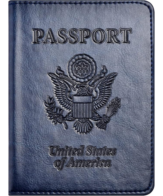 Passport and Vaccine Card Holder Combo, Passport Holder with Vaccine Card Slot, Passport Wallet, Passport Cover, Passport Case, Passport Holder for Women and Men(AB-Dark blue)